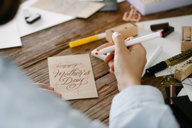 Making greeting card by paper crafting