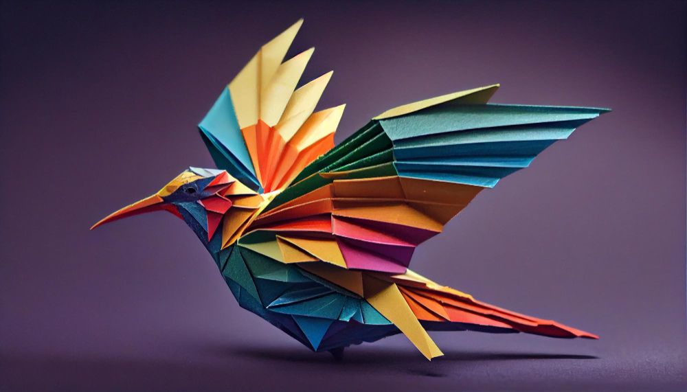 A bird made by Origami paper crafting