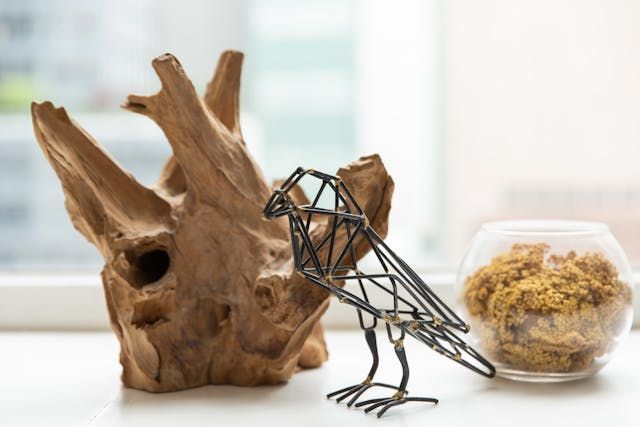 A  crow craft made with metal